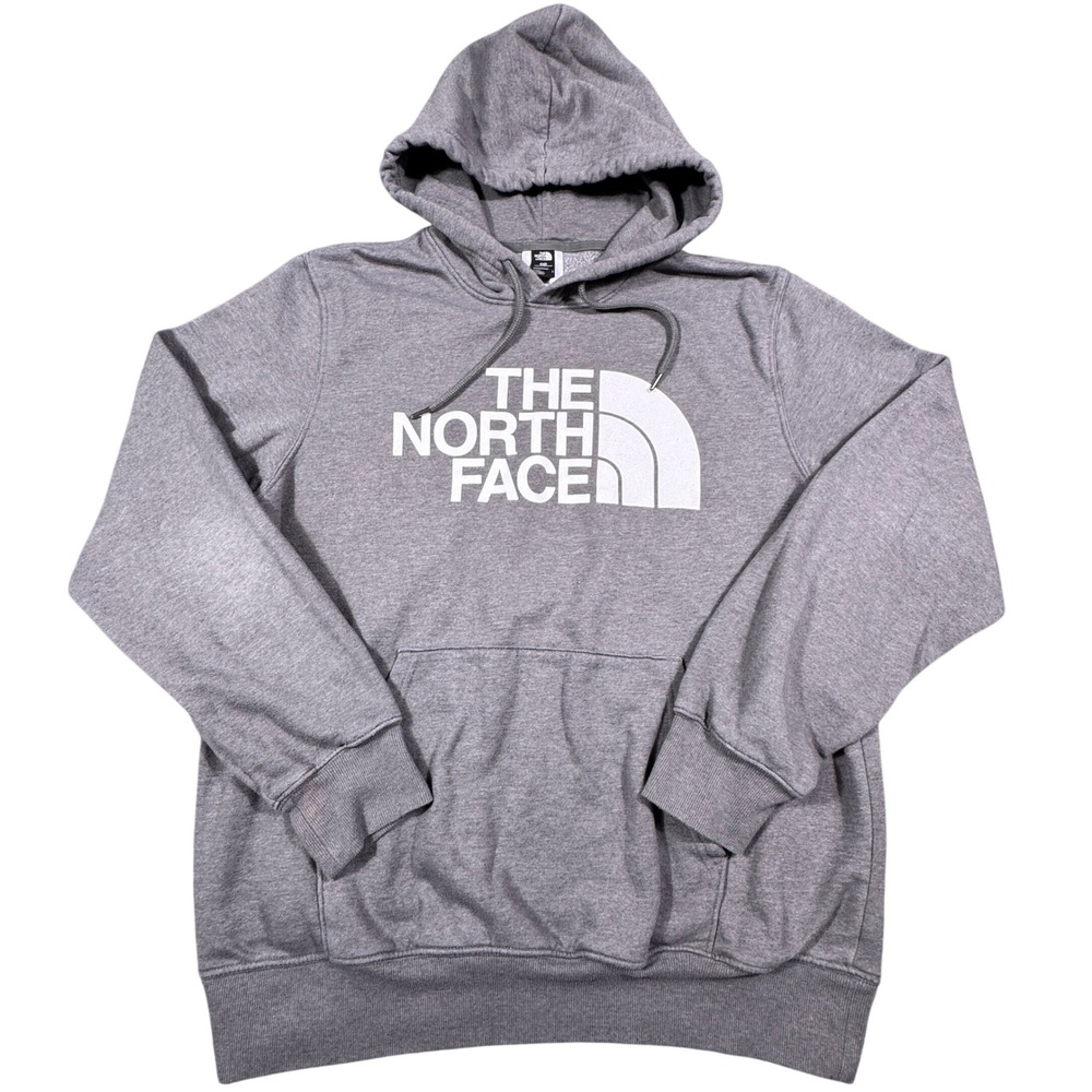 The North Face Mens Circular Design Logo Hoodie Gray Pullover Sweatshirt Large